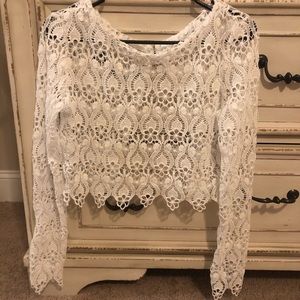 White lace crop top